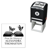 蝶2本とオープンブック図書名 セルフインキングスタンプ (インサイチュ)