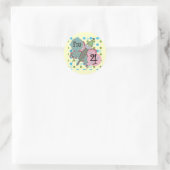 蝶4th誕生日Tシャツとギフト ラウンドシール (バッグ)