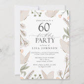 蝶60th誕生日パーティーウォーターカラーニュートラル 招待状 (正面)