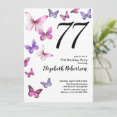 蝶77誕生日招待状inピンク/紫 招待状 (スタンド正面)