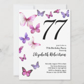 蝶77誕生日招待状inピンク/紫 招待状 (正面)