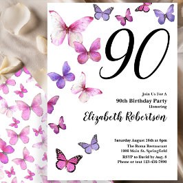 蝶90誕生日招待状inピンク/紫 招待状