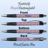 蝶、かわいい女お洒落の子キャラクター、紫 ボールペン