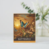 蝶 | かわいい家族ヴィンテージ動物はがき ポストカード (スタンド正面)
