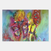 蝶、カラフル春の花、フローラ渦巻き ラッピングペーパーシート (正面)