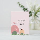 蝶、キノコ、ラディバグハッピーバースデー カード (スタンド正面)