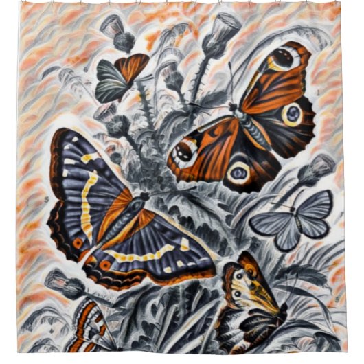 蝶 シャワーカーテン (正面)