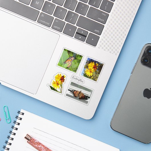 蝶 シール (ノートパソコンとiPhone)