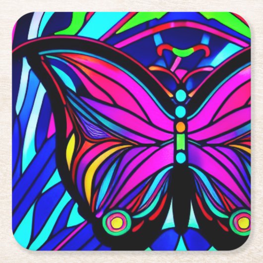 蝶 スクエアペーパーコースター (正面)