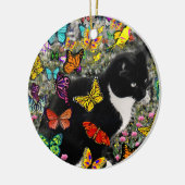 蝶-タキシードの子猫のそばかす セラミックオーナメント (左)