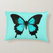 蝶 – ターコイズ青と黒 アクセントクッション (裏面)