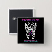 蝶・トライバル…甲状腺疾患 缶バッジ (正面&裏面)