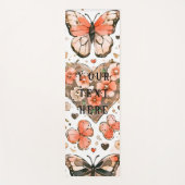 蝶、ハートと花カスタムの両面 ヨガマット (正面)