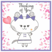 蝶・ハート・弓かわいい子ネコ シール (正面)