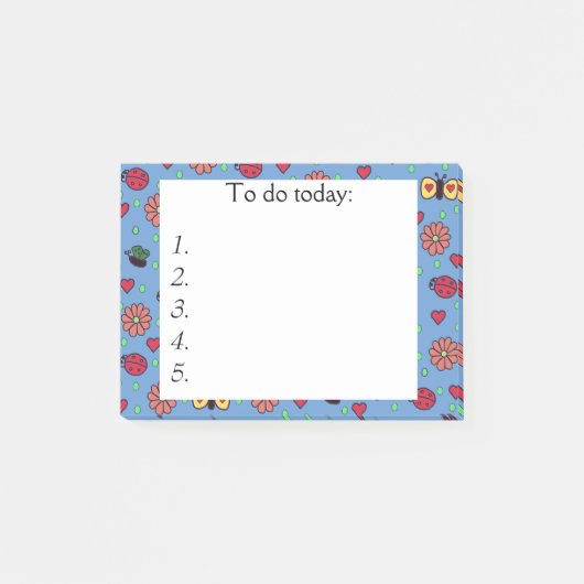 蝶、ハート、花にノートを投稿 ポストイット (正面)