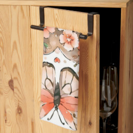 蝶、ハート、花 キッチンタオル