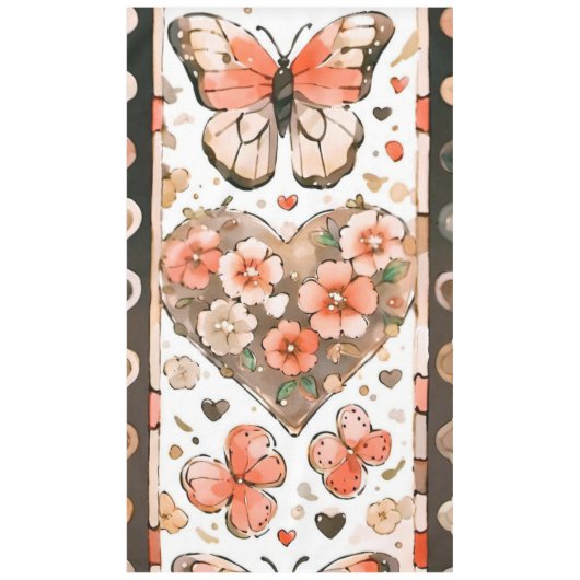 蝶、ハート、花 テーブルクロス (正面)