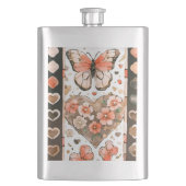 蝶、ハート、花 フラスク (正面)