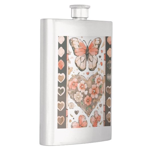 蝶、ハート、花 フラスク (右)