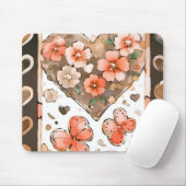 蝶、ハート、花 マウスパッド (マウス)