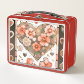 蝶、ハート、花 メタルランチボックス (正面)