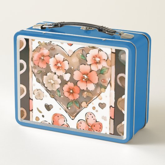 蝶、ハート、花 メタルランチボックス (裏面)