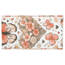 蝶、ハート、花 枕カバー