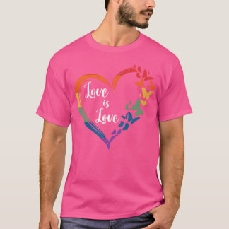 蝶 ハート 虹 愛は愛 LGBT ゲイ ギフト Tシャツ