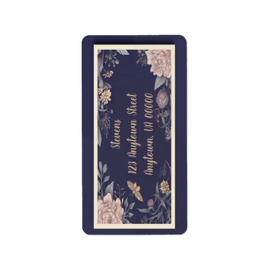 蝶、バラ＆アザミの返信住所ラベル ラベル (正面)