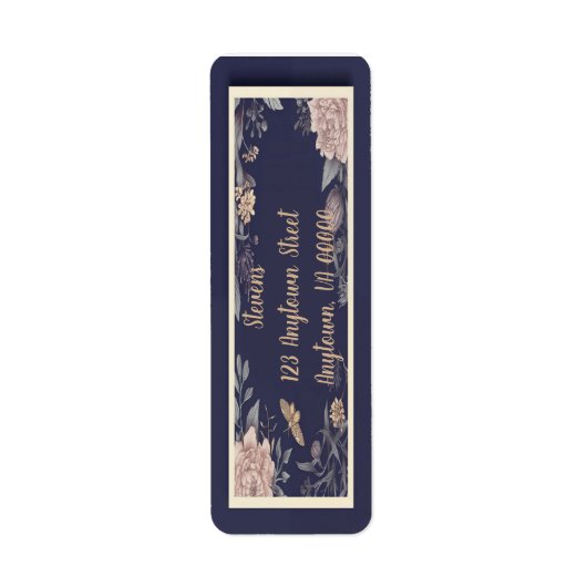 蝶、バラ＆アザミの返送先ラベル ラベル (正面)