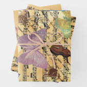 蝶、バラ、ノートEphemera ラッピングペーパーシート (インサイチュ)