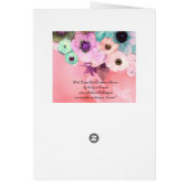 蝶、ピンクのティール（緑がかった色）バラとアネモネの花 (裏面)