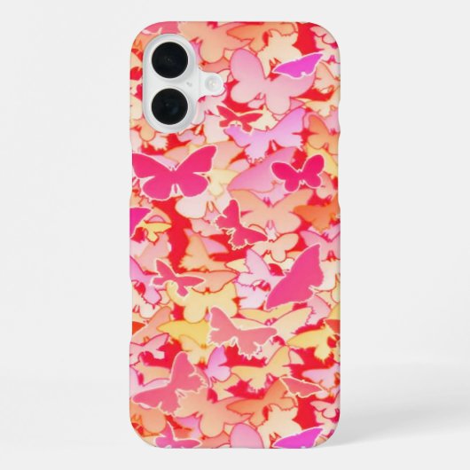 蝶、ピンク、桃色、コーラルピンク iPhoneケース (裏面)