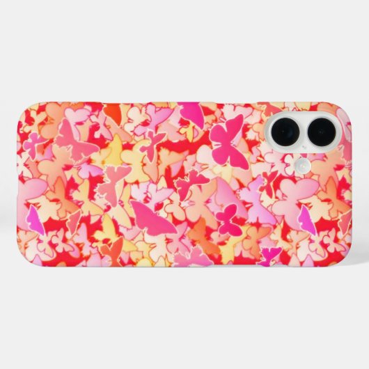 蝶，ピンク，桃，サンゴ Case-Mate iPhoneケース (裏面 (横))