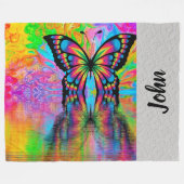 蝶 フリースブランケット (正面(横))