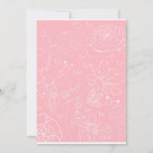 蝶&フローラピンクホワイトガールベビーシャワー 招待状 (裏面)
