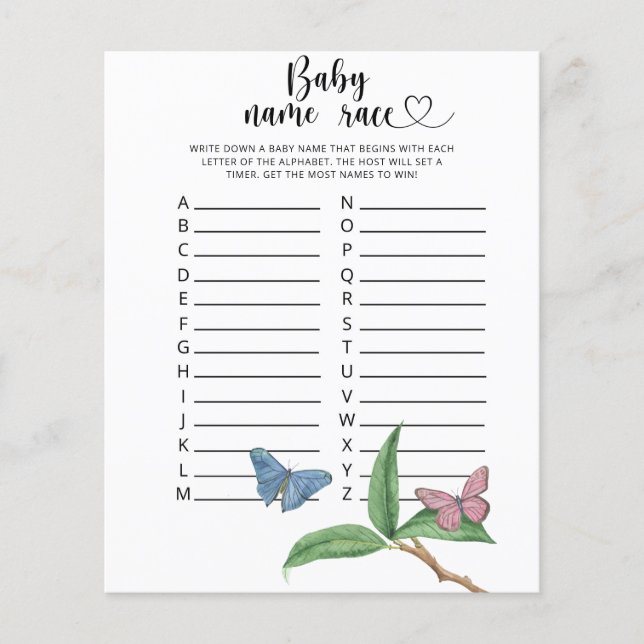 蝶 – ベビー名レースゲーム (正面)