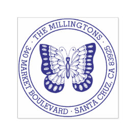 蝶 |ラウンドファミリ名差出人住所 セルフインキングスタンプ