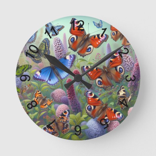 蝶 ラウンド壁時計 (正面)
