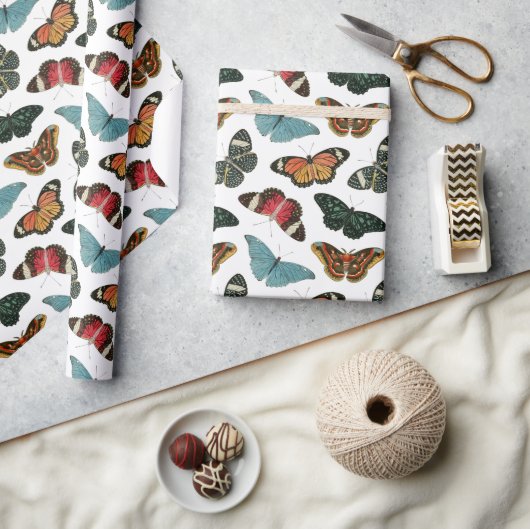 蝶 ラッピングペーパー (クラフト)