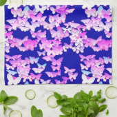 蝶、ラベンダー、ダークブルー キッチンタオル (折り畳み)