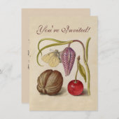 蝶 ワルナット 花 桜 水彩画 アート 招待状 (正面/裏面)