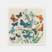 蝶、ヴィンテージイラストレーション、 スタンダードカクテルナプキン (正面)