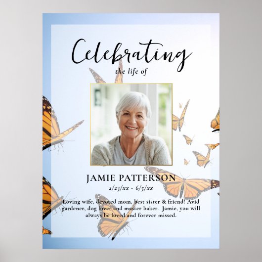 蝶、人生の祝祭写真、葬儀 ポスター (正面)