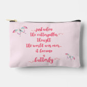 蝶 – 人生の苦労 – 感動的引用文 アクセサリーポーチ (正面)