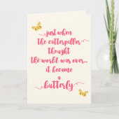蝶 – 人生の苦労 – 感動的引用文 カード (正面)