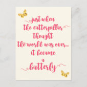 蝶 – 人生の苦労 – 感動的引用文 ポストカード (正面)