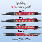 蝶、可愛い女お洒落の子キャラクター、赤🦋 ボールペン