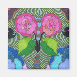 蝶 – 大きなバラの目 マグネット