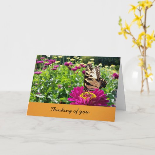 蝶 - 想い出（中は空白） カード (黄色い花)